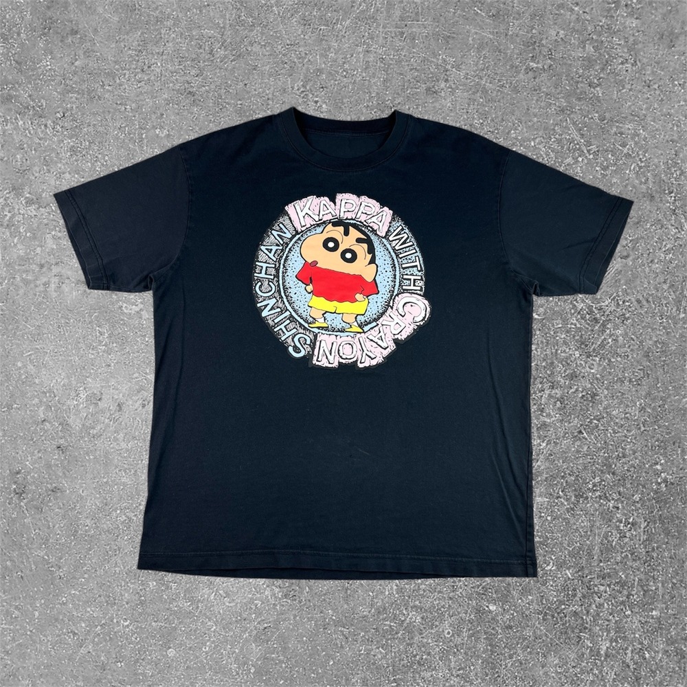 Kappa x‎ Crayon Shin-chan Graphic T-Shirt Mens Large Black Anime Streetwear Rare